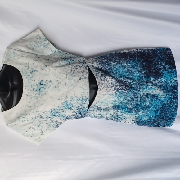 TOBI, S/P, Cutout water color Dress. White, Dark Blue and turquoise in color. - Picture 1 of 9